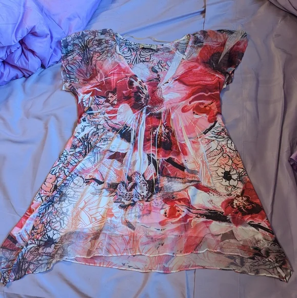 One World Floral Blouse NWOT Sz Med - Picture 12 of 12